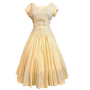 Vintage yellow 1950s gingham dress, size small/medium